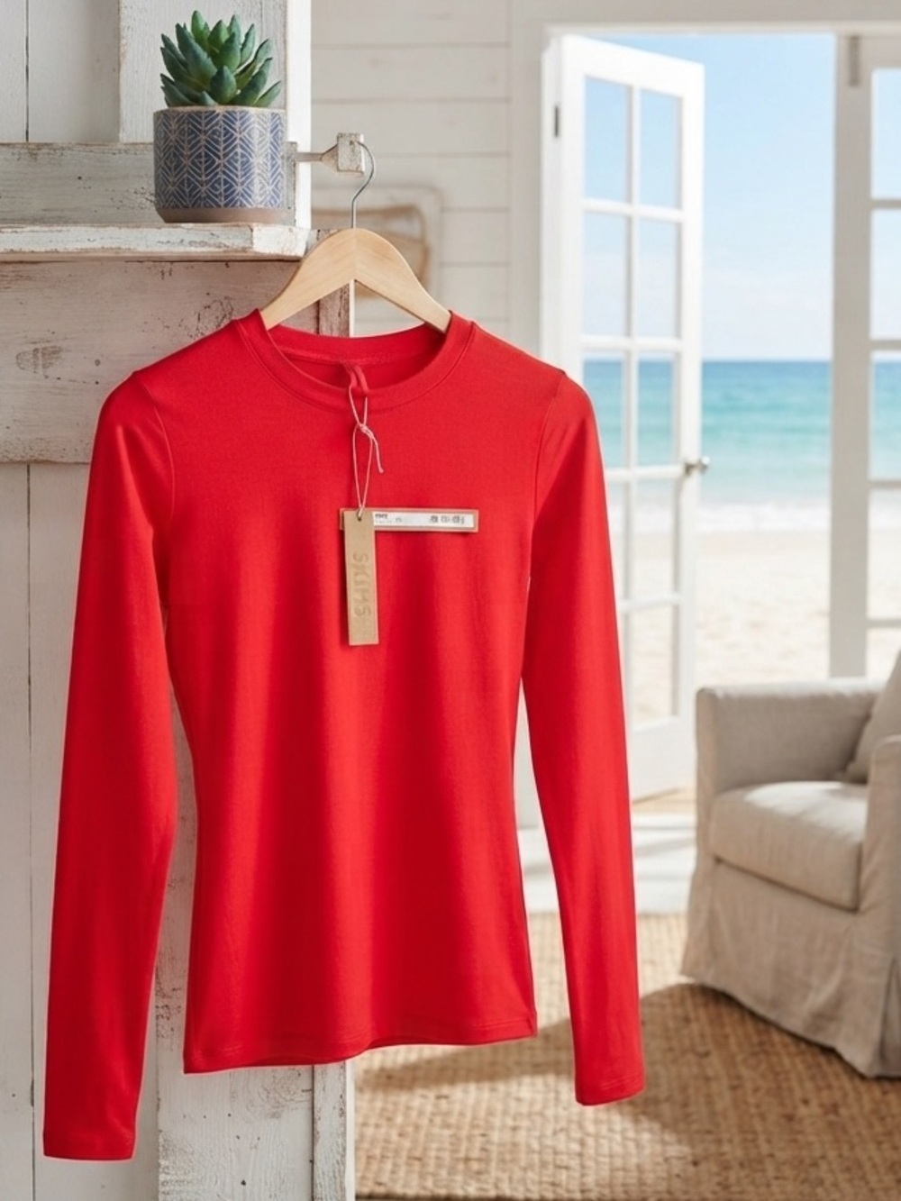 NWT SKIMS FITS EVERYBODY BUTTERY LS T-SHIRT TEE SMALL CHERRY RED LTD ED